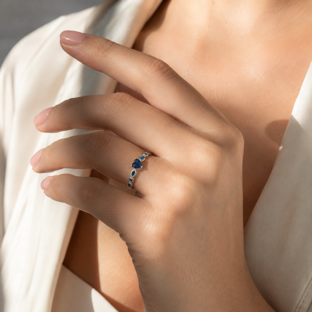 Anillo Cœur Saphir